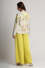 Beige neon abstract floral print jacket