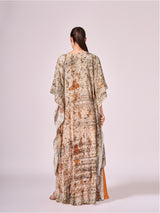 Browns abstract floral print cape, blouse and burnt orange skirt set