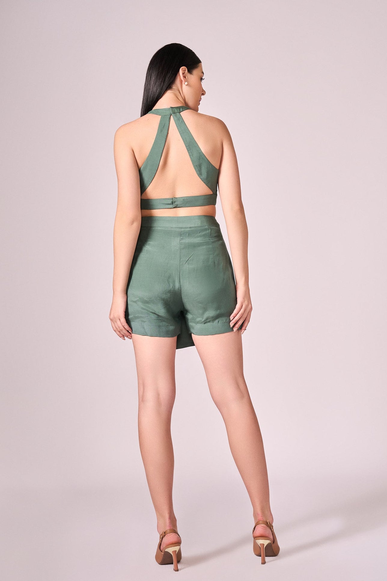 Chalk green blouse and skort set