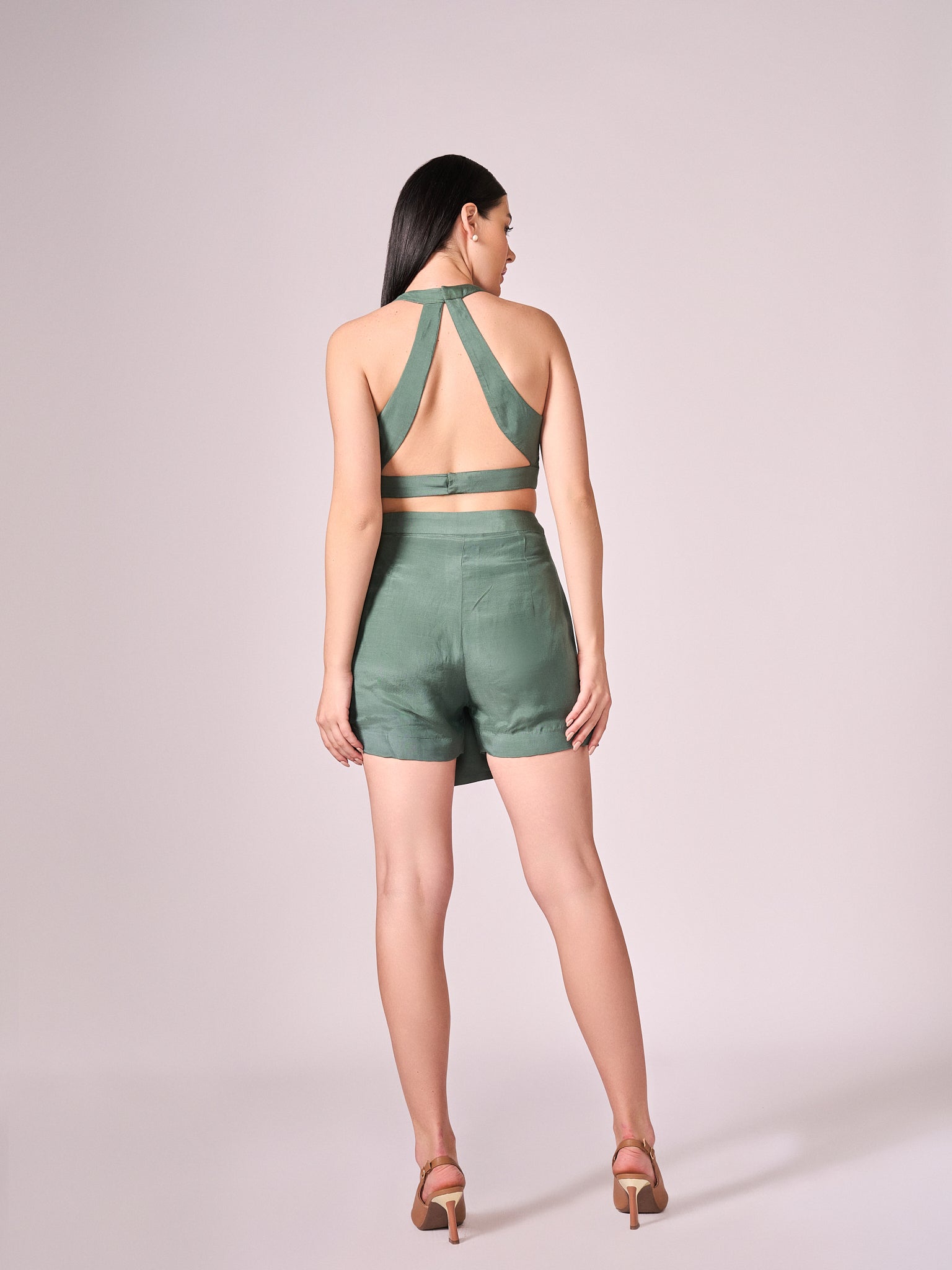 Chalk green blouse and skort set