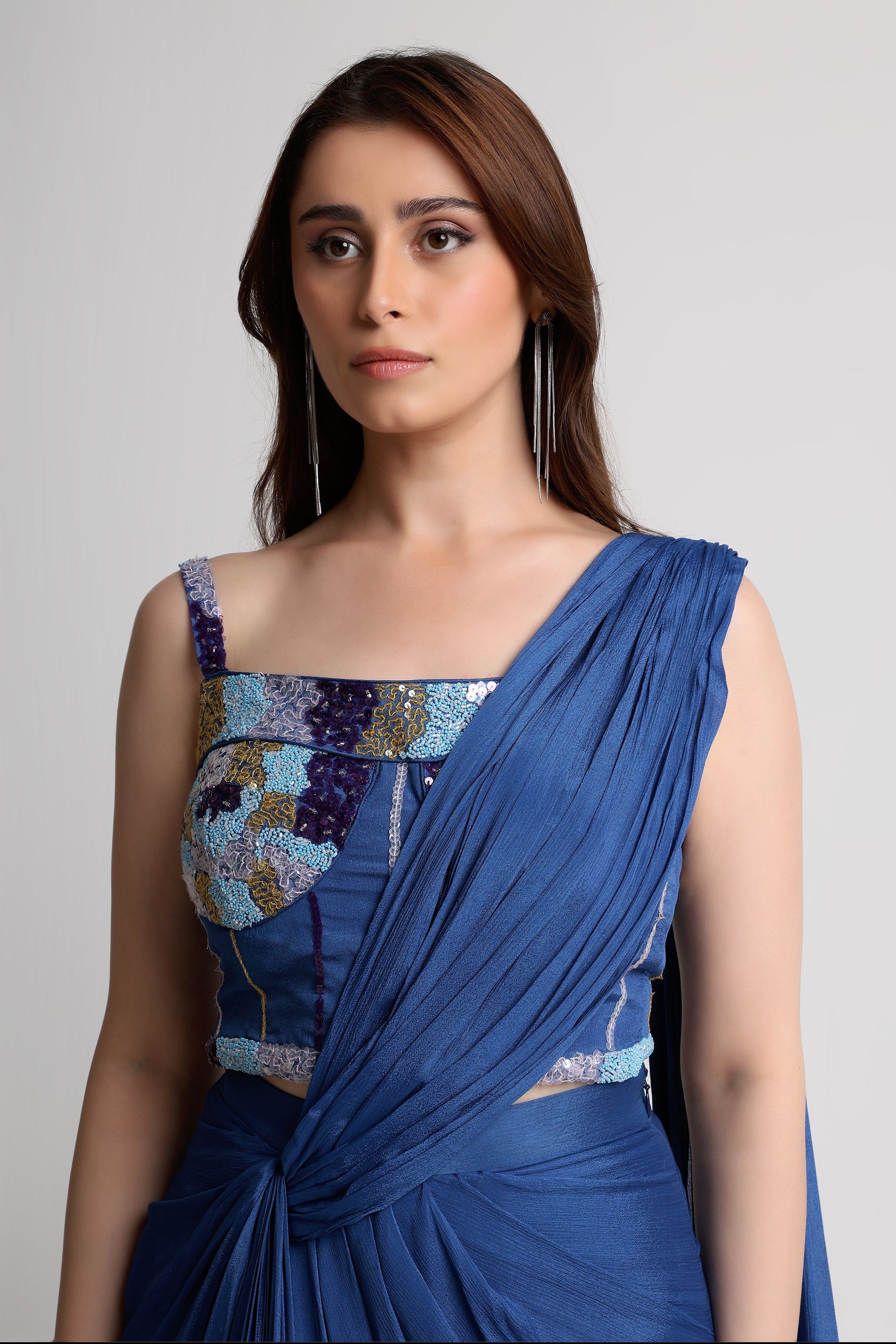Midnight drape saree