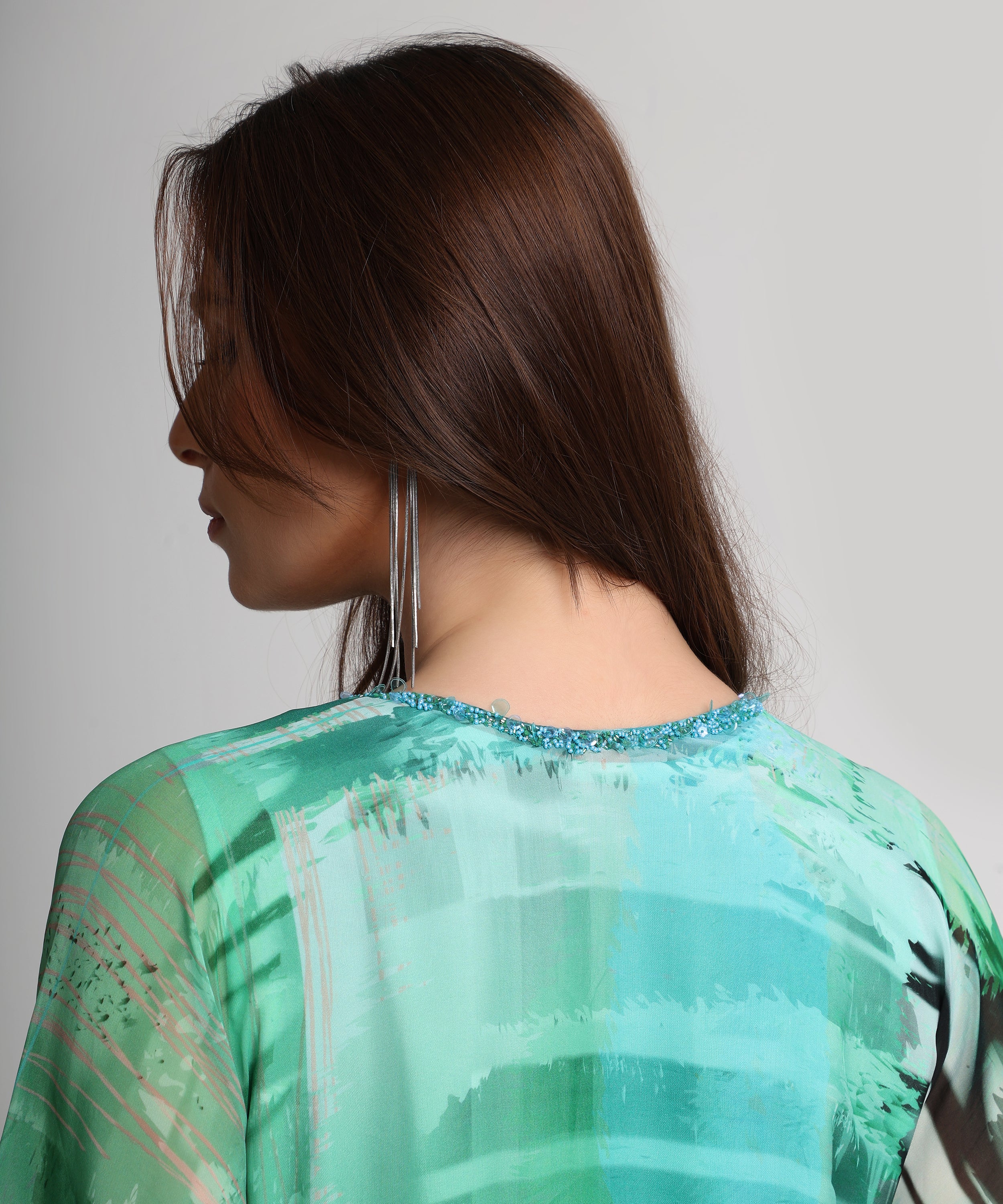 Green Geometric art print kaftan