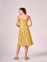 Yellow abstract print short dress