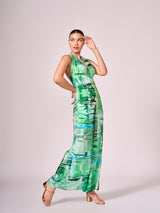 Greens abstract print  jumpsuit