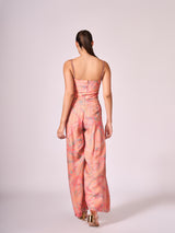 Peach absract floral print jumpsuit