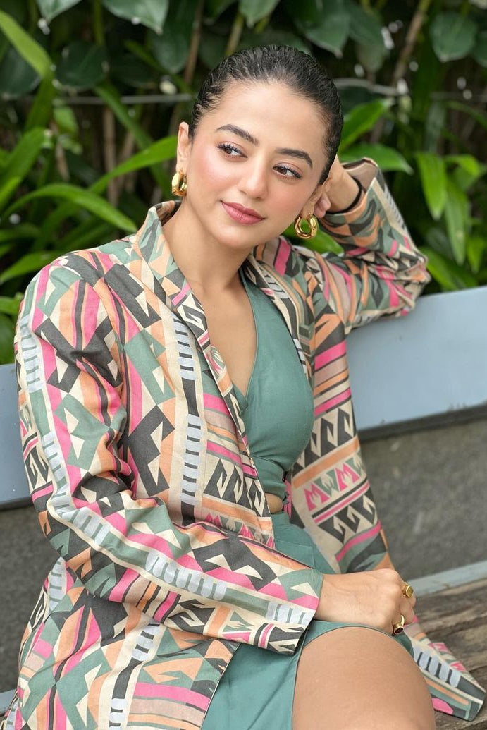 Chalk green blouse and skort set
