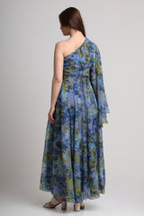Future Dusk floral print one shoulder maxi dress without belt