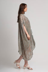 Pearl Mouse Grey Abstract print kaftan dress
