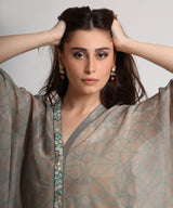 Pearl Mouse Grey Abstract print kaftan dress