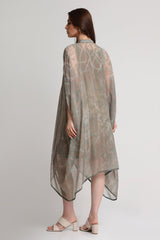 Pearl Mouse Grey Abstract print kaftan dress