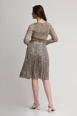 Pearl Mouse Grey Abstract print  top and skirt set