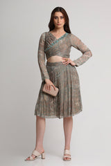 Pearl Mouse Grey Abstract print  top and skirt set