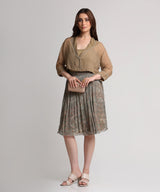 Pearl Mouse Grey Abstract print shirt and skirt set