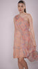 Peach abstract floral print layered  dress