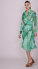 Greens abstract print midi dress