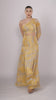 Yellow abstract print long slit dress