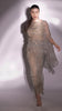Pearl mouse grey abstract print kaftan top and drape skirt set